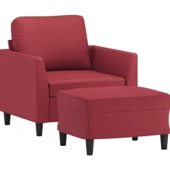 vidaXL sofastol med fodskammel 60 cm kunstlæder Vinrød