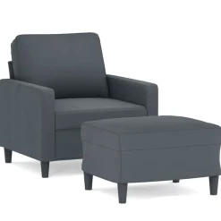 vidaXL sofastol med fodskammel 60 cm velour mørkegrå