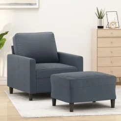 vidaXL sofastol med fodskammel 60 cm velour mørkegrå