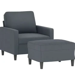vidaXL sofastol med fodskammel 60 cm velour mørkegrå