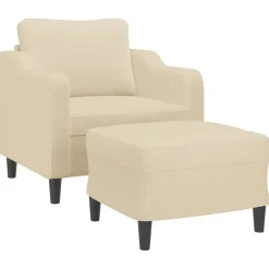 vidaXL sofastol med fodskammel 60 cm Stof cremefarvet