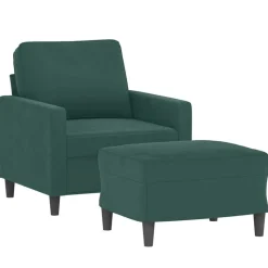 vidaXL sofastol med fodskammel 60 cm velour mørkegrøn