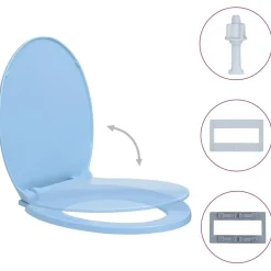 vidaXL soft close toiletsæde oval blå