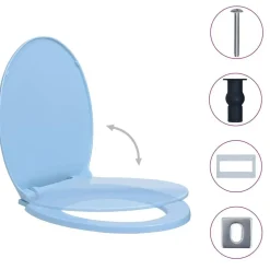 vidaXL soft close toiletsæde quick release oval blå