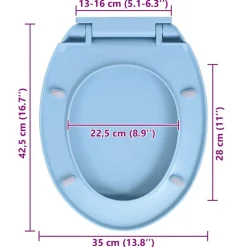 vidaXL soft close toiletsæde quick release oval blå