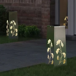 vidaXL Solar LED sti lys 2 pcs Sølv Rustfrit stål