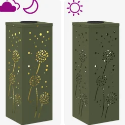 vidaXL Solar LED sti lys 2 pcs Oliven grøn Koldvalset Stål