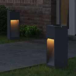 vidaXL Solar Led Sti Lys 2 pcs Antracit Koldvalset Stål