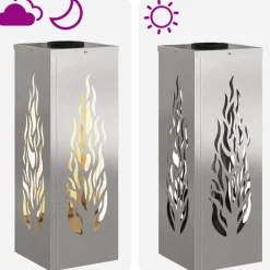 vidaXL Solar LED sti lys 2 pcs Sølv Rustfrit stål