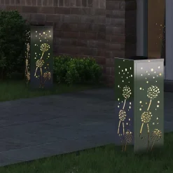 vidaXL Solar LED sti lys 2 pcs Sølv Rustfrit stål