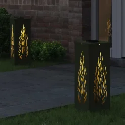 vidaXL Solar LED sti lys 2 pcs Oliven grøn Koldvalset Stål