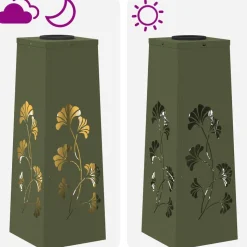 vidaXL Solar LED sti lys 2 pcs Oliven grøn Koldvalset Stål