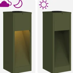 vidaXL Solar Led Sti Lys 2 pcs Oliven grøn Koldvalset Stål