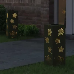 vidaXL Solar LED sti lys 2 pcs Oliven grøn Koldvalset Stål