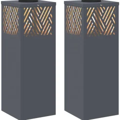 vidaXL Solar LED sti lys 2 pcs Antracit Koldvalset Stål