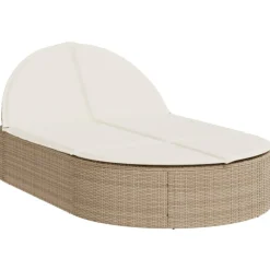 vidaXL solseng med hynder polyrattan beige