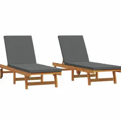 vidaXL Solstol 2 pcs Brun 65 x 199 x 84 cm Massivt Akacietræ
