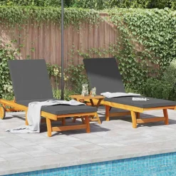 vidaXL Solstol 2 pcs Brun 65 x 199 x 84 cm Massivt Akacietræ