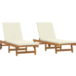 vidaXL Solstol 2-person 2 pcs Brun Massivt Akacietræ
