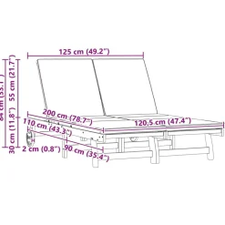 vidaXL Solstol 2-person Brun 63 x 199 x 85 cm Massivt Akacietræ