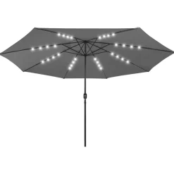 vidaXL Sonnenschirm mit LED-Beleuchtung 400 cm antracitgrå