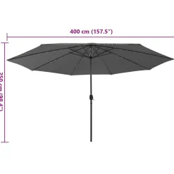 vidaXL Sonnenschirm mit LED-Beleuchtung 400 cm antracitgrå
