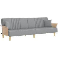 vidaXL sovesofa med armlæn stof lysegrå