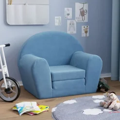 vidaXL sovesofa til børn blødt plys blå