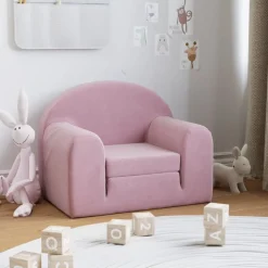 vidaXL sovesofa til børn blødt plys lyserød