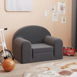 vidaXL sovesofa til børn blødt plys antracitgrå