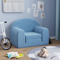 vidaXL sovesofa til børn blødt plys blå