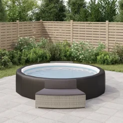 vidaXL spabænke med hynder 2 stk. polyrattan grå
