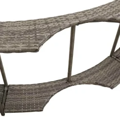 vidaXL spakant med opbevaring og trætrin polyrattan grå