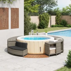 vidaXL spakant polyrattan og massivt akacietræ grå
