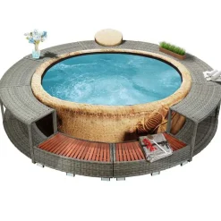 vidaXL spakant polyrattan grå
