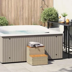 vidaXL spakant 50x50x50,5 cm polyrattan og massivt akacietræ beige