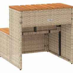 vidaXL spakant 50x50x50,5 cm polyrattan og massivt akacietræ beige