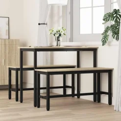 vidaXL Spisebænk Sonoma eg 100 x 32,5 x 48,5 cm Ingeniørtræ og stål