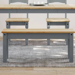 vidaXL spisebordsbænk PANAMA 105x30x45 cm massivt fyrretræ grå
