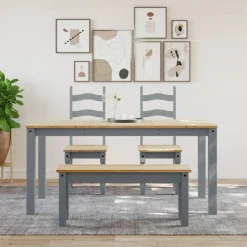 vidaXL spisebordsbænk PANAMA 105x30x45 cm massivt fyrretræ grå