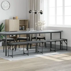 vidaXL spisebordsbænk 248x32x45 cm stål og stof mørkegrå