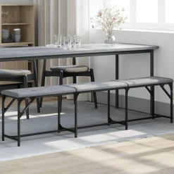 vidaXL spisebordsbænk 186x32x45 cm stål og stof lysegrå