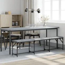 vidaXL spisebordsbænk 186x32x45 cm stål og stof lysegrå