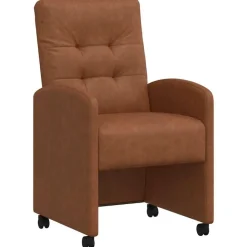 vidaXL Spisebordsstole med hjul 2 pcs Brun 58 x 67 x 97 cm Kunstlæder