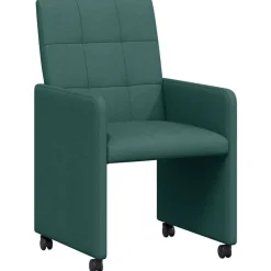 vidaXL Spisebordsstole med hjul 2 pcs Mørkegrøn 58 x 65 x 94 cm Stof