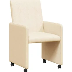vidaXL Spisebordsstole med hjul med hjul 2 pcs Creme 57 x 66 x 94 cm