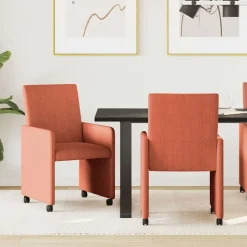 vidaXL Spisebordsstole med hjul 2 pcs Rød orange 57 x 66 x 94 cm