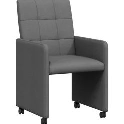 vidaXL Spisebordsstole med hjul 2 pcs Mørkegrå 58 x 65 x 94 cm Stof