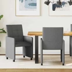 vidaXL Spisebordsstole med hjul 2 pcs Mørkegrå 58 x 65 x 94 cm Stof