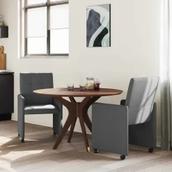 vidaXL Spisebordsstole med hjul 2 pcs Mørkegrå 58 x 65 x 94 cm Stof